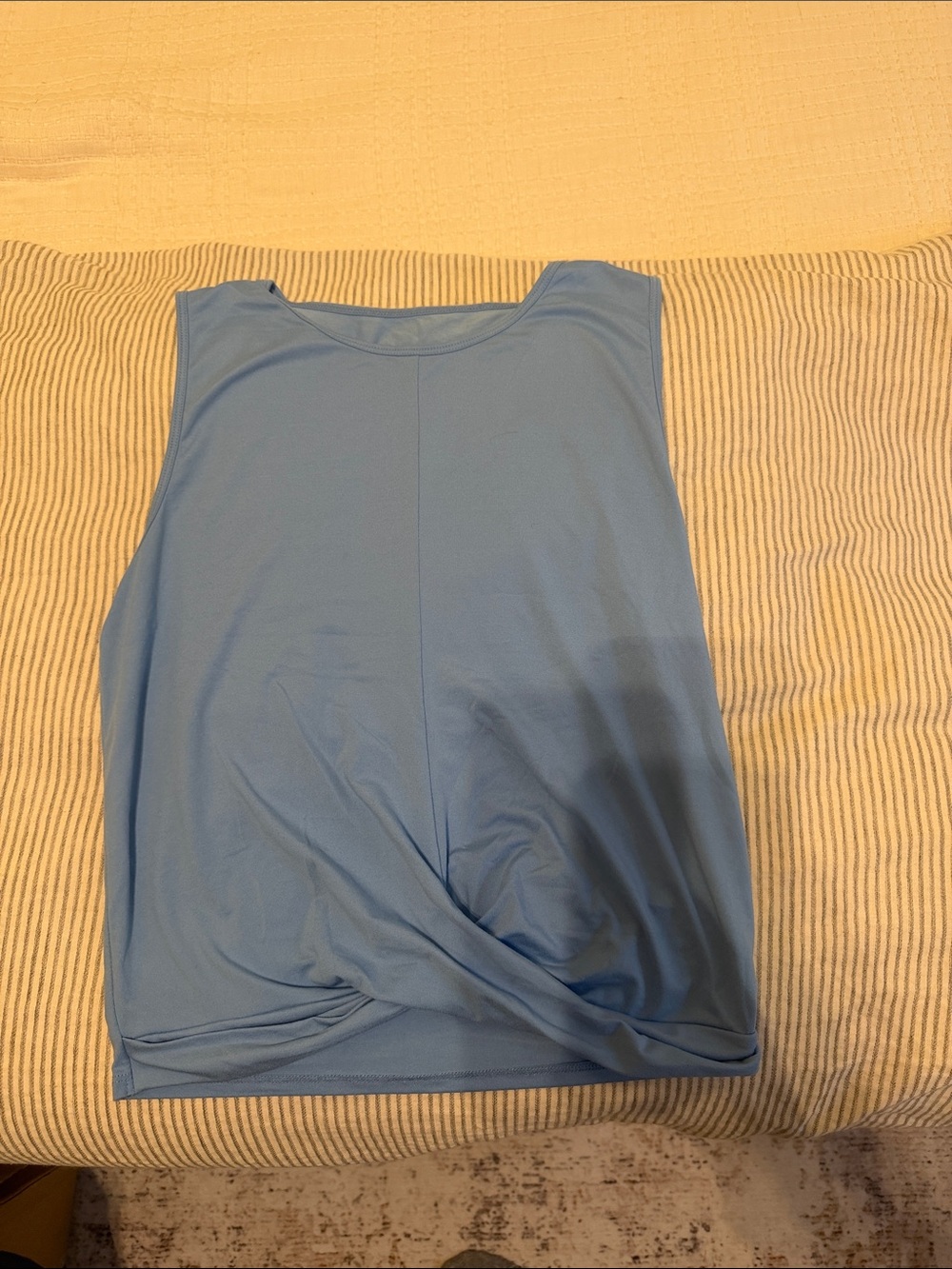 Sleeveless Light Blue Twist-Hem Women's Tank Top